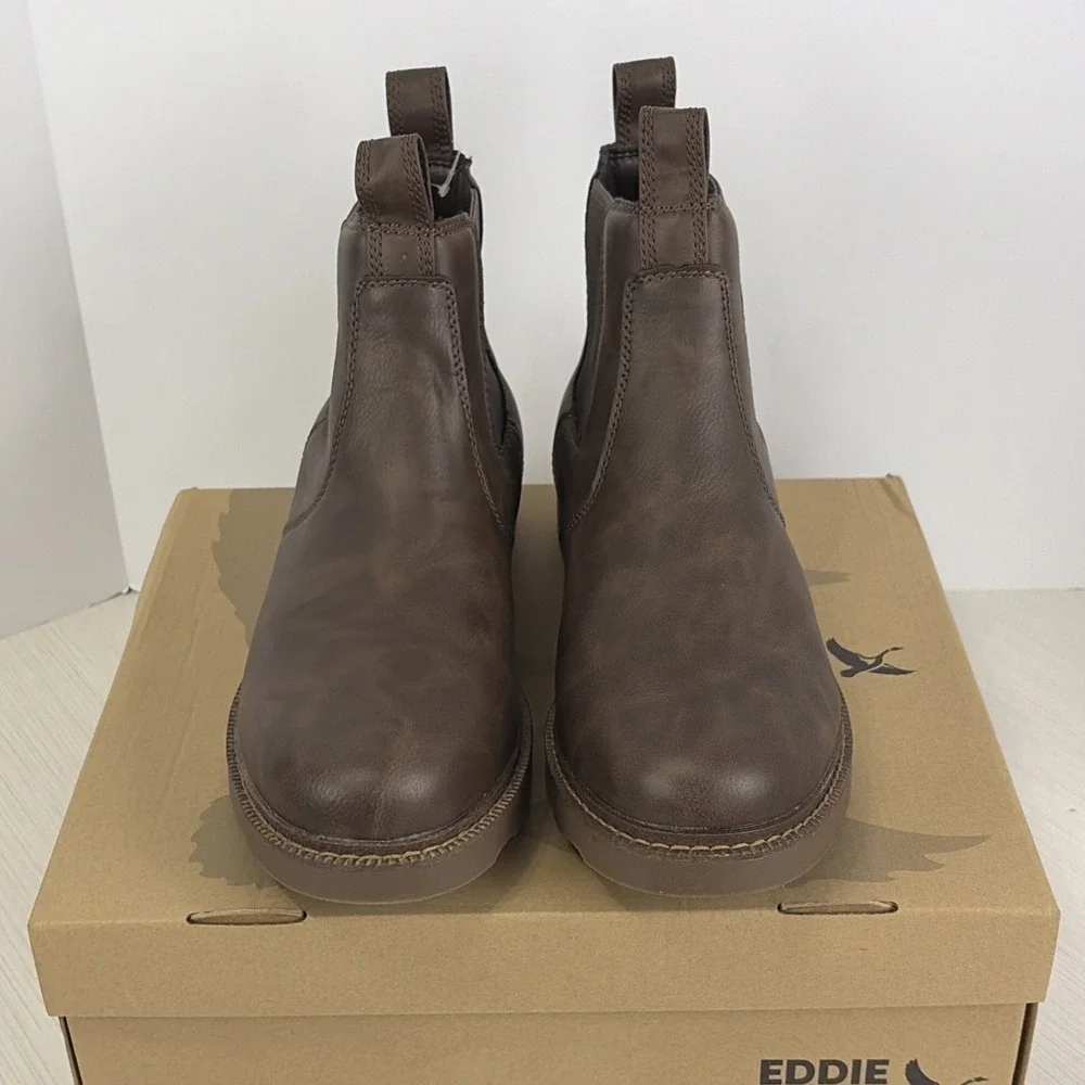 Eddie Bauer Norwalk Chelsea Boots Mens 12 Medium Brown Slip On NEW!
